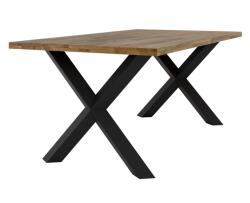 TEMPO KONDELA Étkezőasztal, tömör tölgyfa/fekete, 180x100 cm, NILER