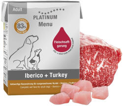 PLATINUM MENU Iberico + Turkey-nedves kutyatáp felnőtt kutyának ibériai sertés és pulyka 12x375g - vetpluspatika