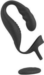 Rebel - prosztata vibrátor pénisz-és heregyűrűvel (fekete) - shop