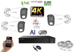 Monitorrs Security - AI Hybrid Light IP kamerarendszer 3 kamerával 8 Mpix WT - 6484k3