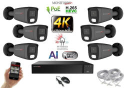 Monitorrs Security - AI Hybrid Light IP kamerarendszer 6 kamerával 8 Mpix GT - 6483k6