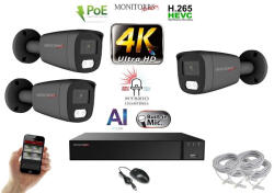 Monitorrs Security - AI Hybrid Light IP kamerarendszer 3 kamerával 8 Mpix GT - 6483k3
