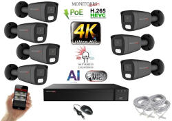 Monitorrs Security - AI Hybrid Light IP kamerarendszer 7 kamerával 8 Mpix GT - 6483k7