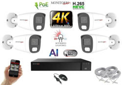 Monitorrs Security - AI Hybrid Light IP kamerarendszer 4 kamerával 8 Mpix WT - 6484k4