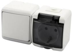 GAO 22011 Aquastar Kapcsoló+dugalj, vízszintes, fehér IP44 (22011)