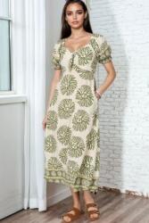RohBoutique Rochie midi imprimata cu buzunare Crem Roh DR4772