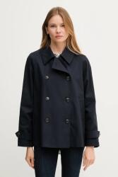 Tommy Hilfiger pamut trencskabát sötétkék, átmeneti, kétsoros gombolású, WW0WW45618 - sötétkék 40