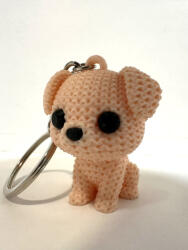  3D nyomtatott cuki kiskutya kulcstartó - barack színben (151231)