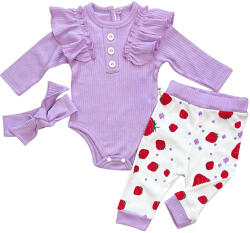 Baby 3 részes babaruha szett - Eper 1 Méret: 80 (9-12hó)