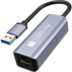 TECHLY IDATA USB-ETGIGA-AA dokkoló állomás és port replikátor Vezetékes USB 3.2 Gen 1 (3.1 Gen 1) Type-A Fekete, Ezüst (TLY_366921) (TLY_366921)