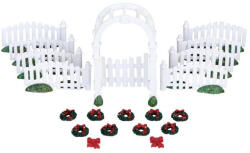 Lemax plastic arbor & picket fences w/decorations s/20 General 2010 - dekorfalvak