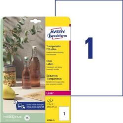 Avery-Zweckform Etikett, 210x297 mm, poliészter, AVERY ZWECKFORM, átlátszó, 25 etikett/csomag (AYL778425) - kecskemetirodaszer