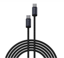 DEVIA GRACIOUS adatkábel (Type-C - Type-C, 60W, 3A, PD gyorstöltő, 100cm, cipőfűző) FEKETE (ST107885) (ST107885)