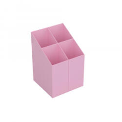 ICO Írószertartó 4 rekeszes négyszögletű műanyag, pasztell rózsaszín (9570009009) (9570009009)