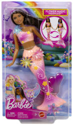 Mattel Barbie Papusa Sirena Floarea Magica Cu Par Brunet Si Coada Roz (MTJDM73) - roua Papusa