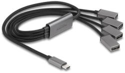 Delock 4 Portos USB 2.0 Kábel Hub USB Type-C Csatlakozóval 60 cm