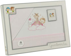 Gamberritos Комплект летни чаршафи от 3 части Gamberritos - Животни, 60 x 120 cm, розов (109584)