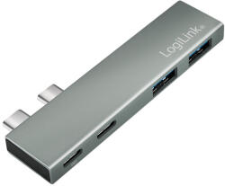 LogiLink USB 3.2 Gen2x2 Hub, 4 Portos, PD, MacBookhoz és IPadhez, Ezüst