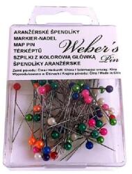  Gombostű WEBER`S műanyag dobozban színes fejjel - nyomtassingyen