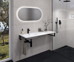 SAPHO Areca öntött márvány mosdó 101x52 cm csaplyukkal és túlfolyóval, balos/fehér AC101L (AC101L)