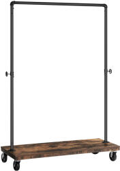 VASAGLE Ipari Stílusú Gurulós Ruhaállvány Polccal Rusztikus Barna-Fekete (EUZ-HSR65BXV2) - prodis