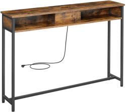 VASAGLE Slim Konzolasztal Beépített Elosztóval Rusztikus Barna-Fekete (EUZ-LNT111K01) - prodis
