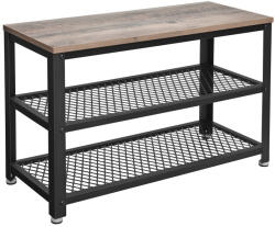 VASAGLE BRYCE Ipari Stílusú Cipőspad Acél Vázzal Greige-Fekete (EUZ-LBS73MB) - prodis