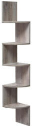 VASAGLE Cikkcakk Sarokpolc 5-szintes Lebegő Fali Polc Szürke (EUZ-LBC072M01) - prodis