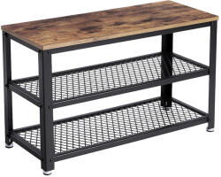 VASAGLE BRYCE Ipari Stílusú Cipőspad Acél Vázzal Rusztikus Barna-Fekete (EUZ-LBS73X) - prodis