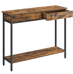 VASAGLE VINCYER Ipari Konzolasztal 2 Fiókkal Vintage Barna-Fekete (EUZ-LNT015B01V1)