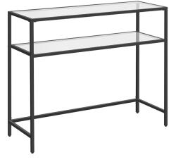 VASAGLE Modern Üveg Konzolasztal Fekete Acélvázzal (EUZ-LGT025B01)