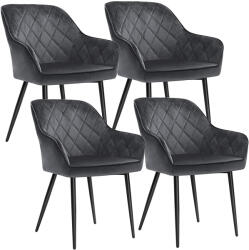 SONGMICS Luxus Bársony Kárpitozott Szék Szett Karfával Szürke (EUZ-LDC088G01-4)