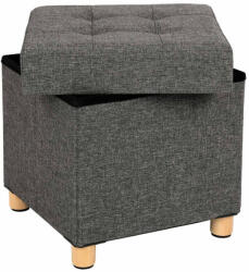 SONGMICS Összecsukható Tárolós Puff Fa Lábakkal Sötétszürke (EUZ-LSF14GYZ)