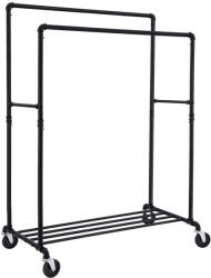 SONGMICS Ipari Stílusú Dupla Ruhaállvány Kerekekkel Fekete (EUZ-HSR60BV1) - prodis