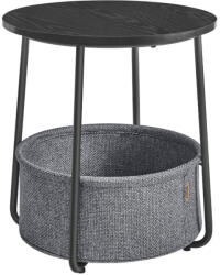 VASAGLE Modern Kerek Éjjeliszekrény Tárolókosárral Fekete-Szürke (EUZ-LET223B01)