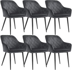 SONGMICS LDC088G01 Luxus Bársony Étkezőszék Szett Karfával Szürke (EUZ-LDC088G01-6)