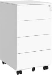 SONGMICS Mobil Irodai Görgős Szekrény 4 Fiókos Zárható Acél Felhőfehér (EUZ-OFC064W14)