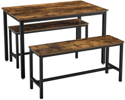 VASAGLE Ipari Stílusú Étkező Garnitúra Paddal Rusztikus Barna-Fekete (EUZ-KDT070B01V1)