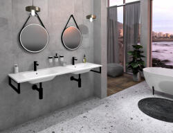 SAPHO Areca öntött márvány dupla mosdó 161x52 cm 2 csaplyukkal és túlfolyóval, fehér AC161 (AC161)