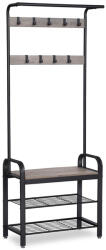 VASAGLE Industrial Előszoba Állvány 4-az-1-ben Cipőspolccal és Paddal Greige-Fekete (EUZ-HSR40MB) - prodis
