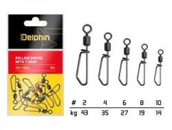 DELPHIN Rolling swivel with t snap / 10db-#6/27kg (101003543) - nextfish