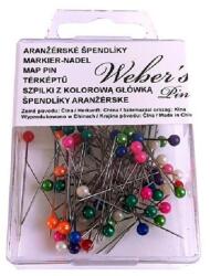  Gombostű WEBER`S műanyag dobozban színes fejjel - tonerpiac