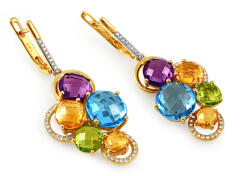 Heratis Forever Dayana arany fülbevaló gyémántokkal és drágakövekkel IZBR283N