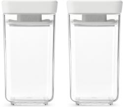 Brabantia tárolóedény készlet, 2db-os, 2x0, 15L, egymásra rakható, légmentes záródás, szögletes, világosszürke, átlátszó műanyag tartály - 230585 (230585)