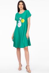 Pierino Rochie A line verde din in mercerizat si vascoza, cu imprimeu grafic chip S/M