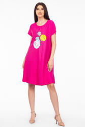 Pierino Rochie A line fucsia din in mercerizat si vascoza, cu imprimeu grafic chip S/M