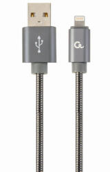 Gembird USB / Lightning töltő kábel 1m szürke spirál Gembird (CC-USB2S-AMLM-1M-BG)
