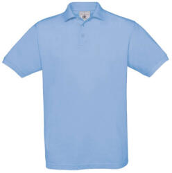 B&C BCPU409 három gombos, galléros rövid ujjú férfi piké póló, Sky Blue-M (bcpu409sb-m)