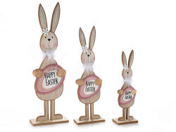 Decorer Set 3 figurine Iepurasi Paste 16x7x50 cm, 12.5x6x40 cm, 9.5x6x30 cm (A51.44.65)