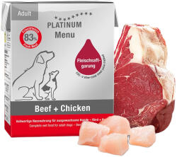 PLATINUM MENU Beef + Chicken-nedves kutyatáp felnőtt kutyának marha és csirke 12x375g - vetpluspatika